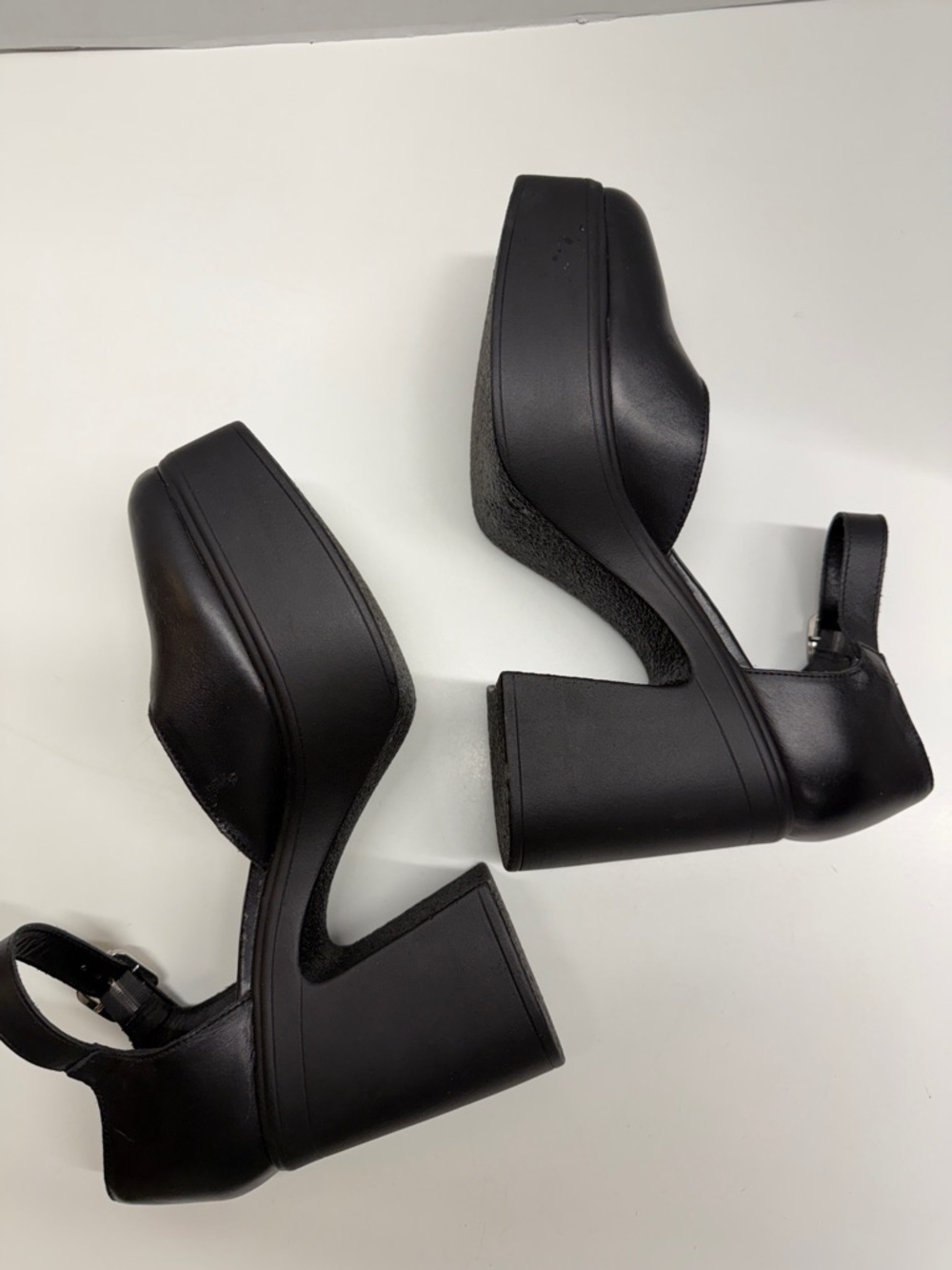 Free People Gwen Mary Jane Platform Pumps High Heel Leather Shoes Black Size 10 - Picture 7 of 11